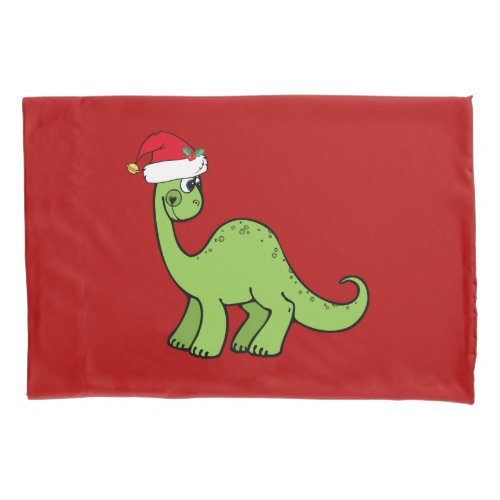 Cute Christmas Dinosaur Red Kids Pillow Case