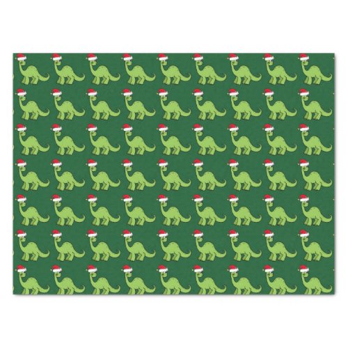 Cute Christmas Dinosaur Santa Hat Green Kids Tissue Paper