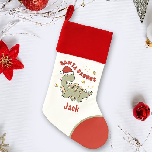 Cute Christmas Dinosaur Santasaurus Name Kids Christmas Stocking