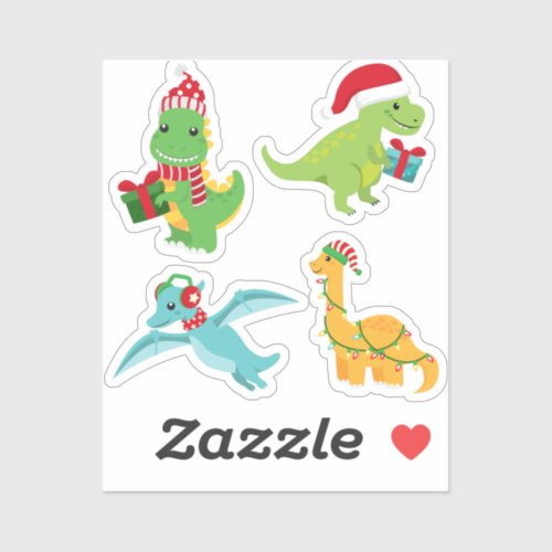 Cute Christmas Dinosaur sticker set