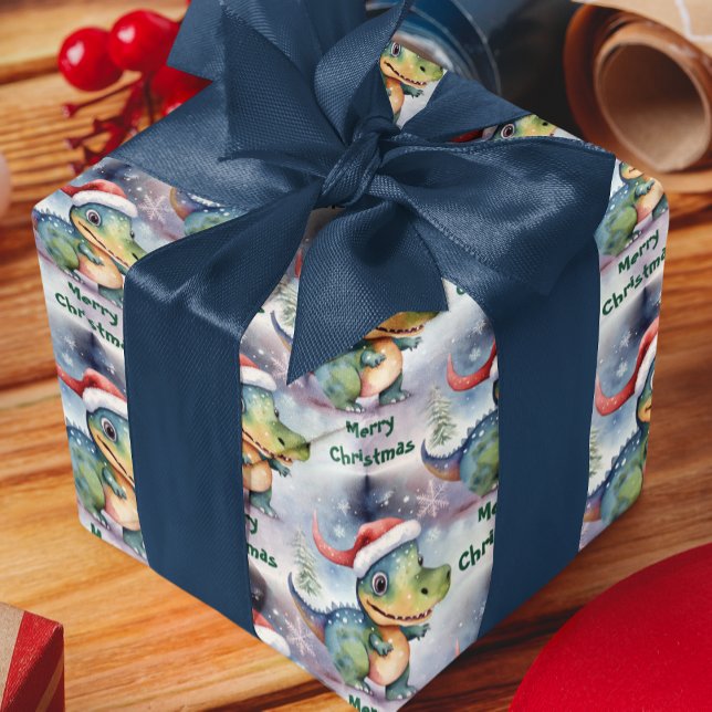 Cute Christmas Dinosaur  Wrapping Paper (Creator Uploaded)
