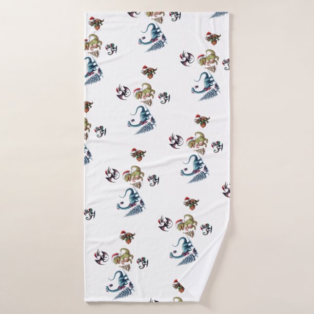Cute Christmas Dinosaurs  Bath Towel (Bath Towel)