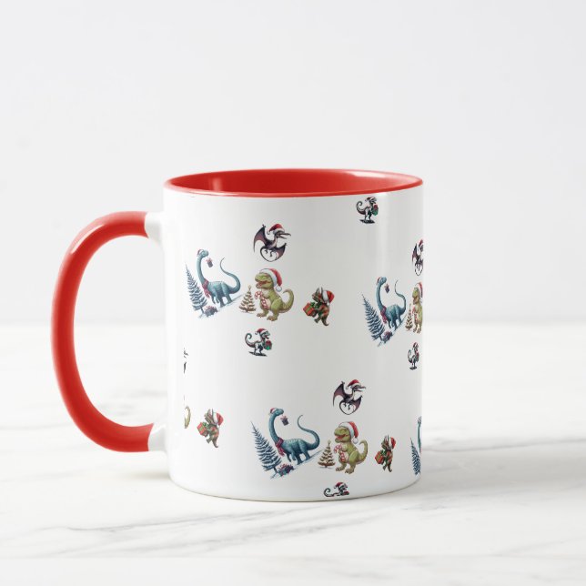 Cute Christmas Dinosaurs  Mug (Left)