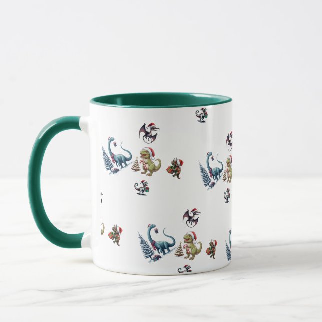 Cute Christmas Dinosaurs  Mug (Left)