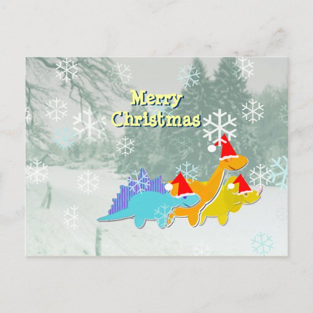 Cute Christmas Dinosaurs Postcard (Front)