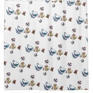 Cute Christmas Dinosaurs  Shower Curtain