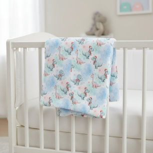 Cute Christmas Dinosaurs Winter Dino Holiday Baby Blanket