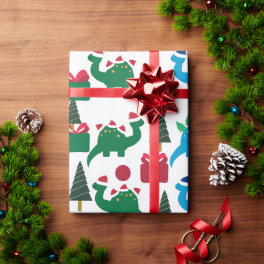Cute Christmas Dinosaurs Wrapping Paper