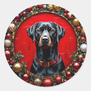 Cute christmas dog classic round sticker