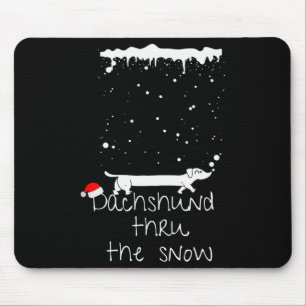 Cute Christmas Dog, Dachshund Thru The Snow Mouse Pad