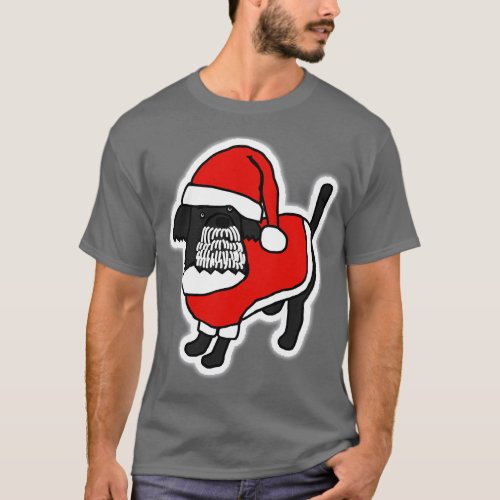 Cute Christmas Dog dressed in a Santa Suit with Wh T_Shirt