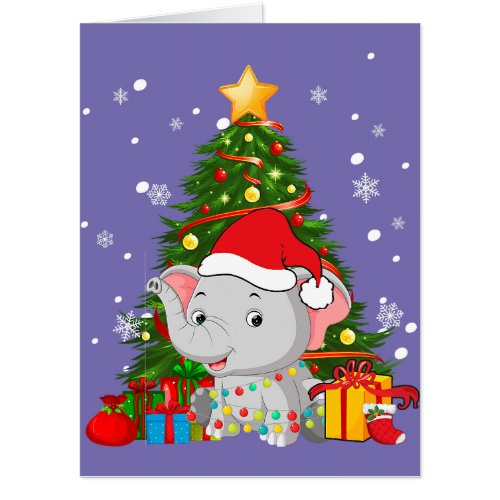 Cute Christmas Dog Elephant Lover Gift Tee  Card