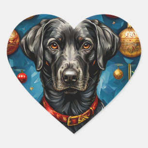 Cute christmas dog heart sticker