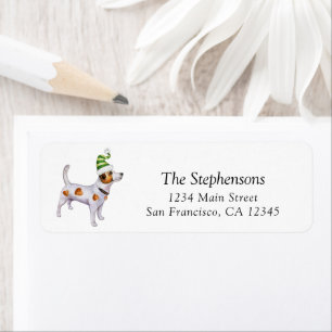 Cute Christmas Dog in Hat Return Address  Label