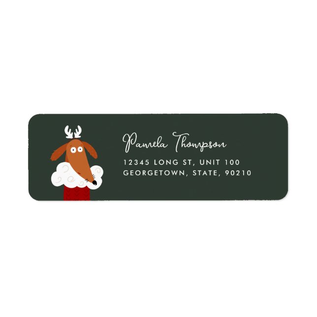 Cute Christmas Dog in Red Stocking Customizable Label (Front)