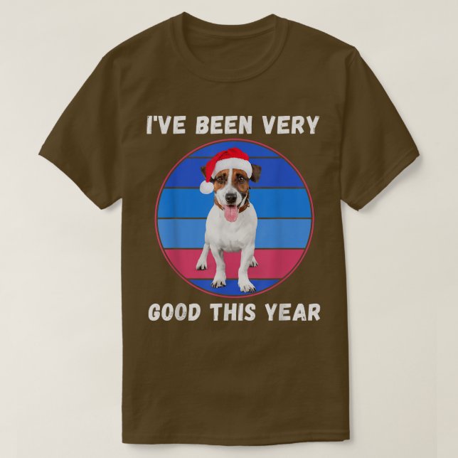 Cute Christmas Dog Lovers Jack Russell in a Santa  T-Shirt (Design Front)