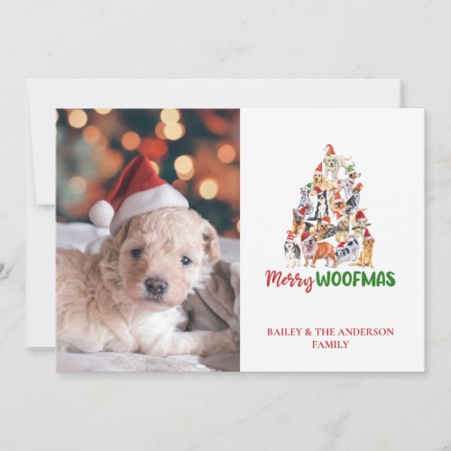 Cute Christmas Dog Merry Woofmas Pet Photo Holiday Card