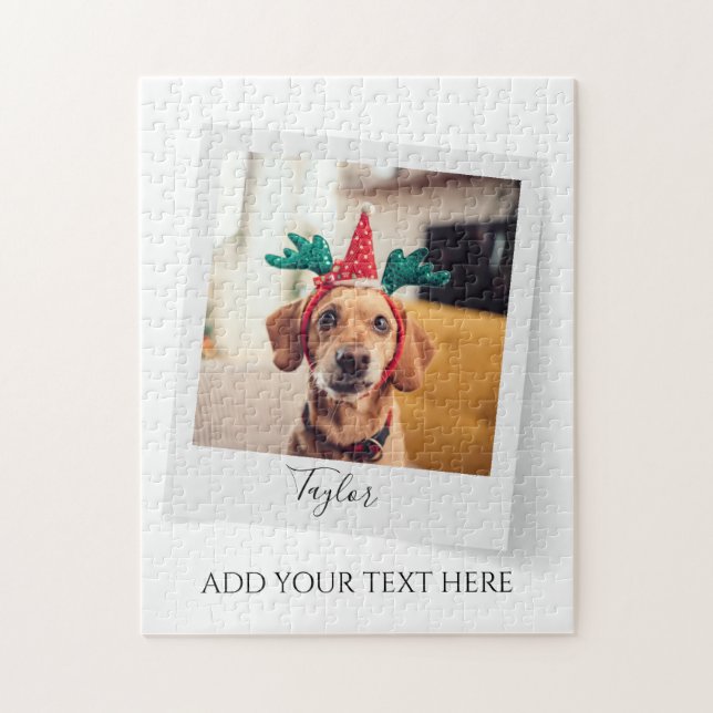 Cute Christmas Dog Photo Personalized Jigsaw Puzzle (Vertical)