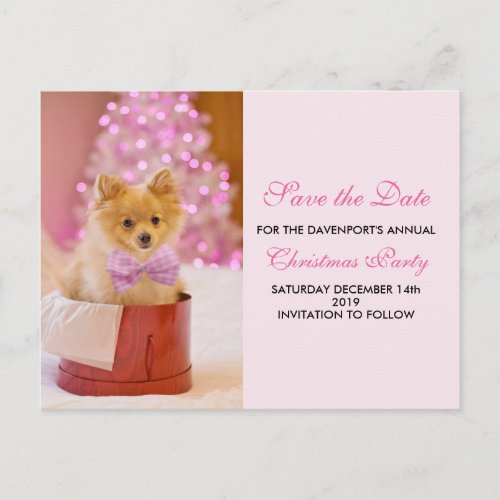 Cute Christmas Dog Photo Save the Date Postcard