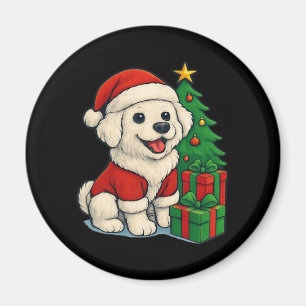 Cute Christmas Dog, Santa Hat Dog, With Christmas Magnet