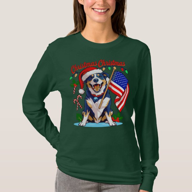 Cute Christmas Dog T-Shirt (Front)