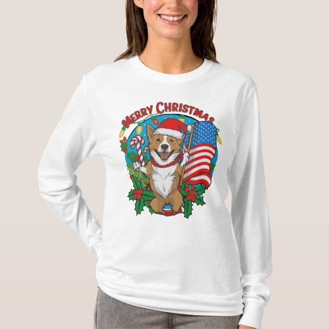 Cute Christmas Dog T-Shirt (Front)