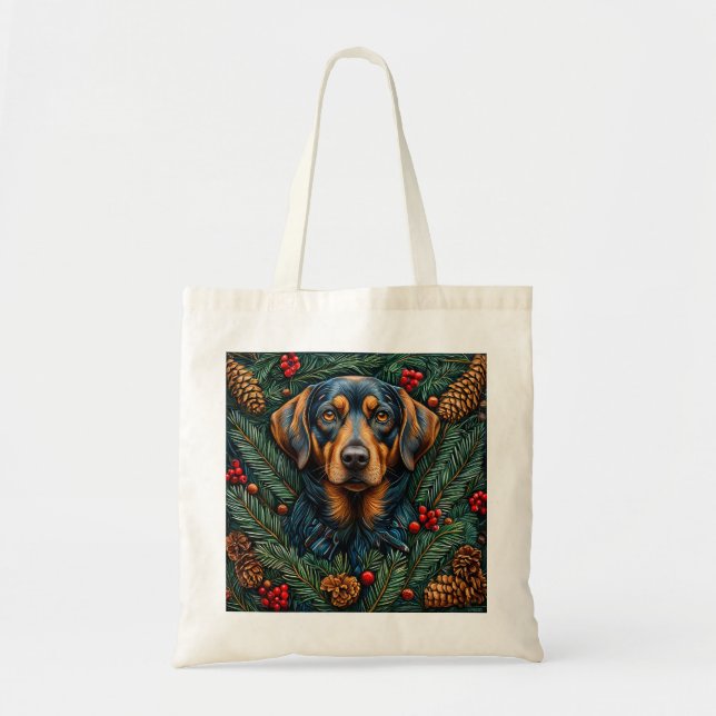 🎄 Cute Christmas Dog Tote Bag Holiday Decor (Front)