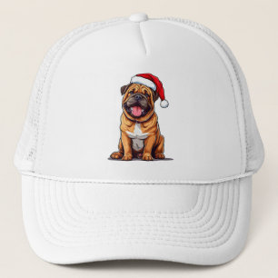 Cute Christmas Dog Wearing a Santa Hat