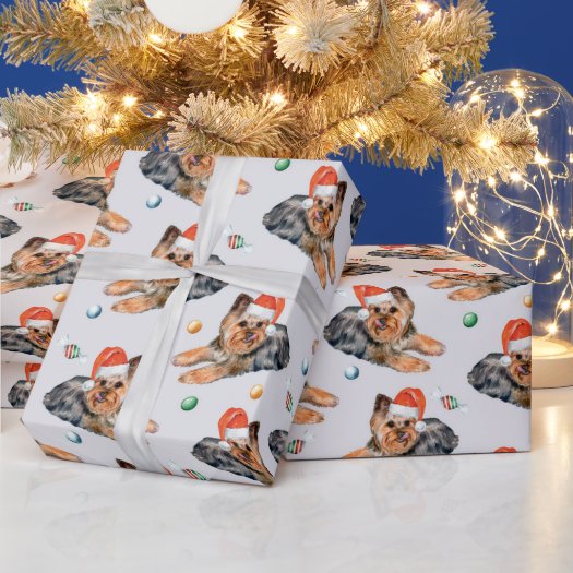Cute Christmas Dog with Santa Hat Red Green White