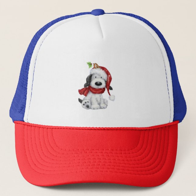 Cute Christmas Dog with Santa Hat & Scarf (Front)