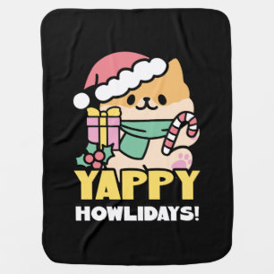 Cute Christmas Dog - Yappy Howlidays  Baby Blanket
