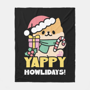 Cute Christmas Dog - Yappy Howlidays  Fleece Blanket