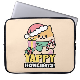 Cute Christmas Dog - Yappy Howlidays  Laptop Sleeve