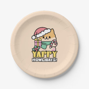 Cute Christmas Dog - Yappy Howlidays Paper Plates
