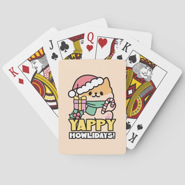 Cute Christmas Dog - Yappy Howlidays  Poker Cards (Back)