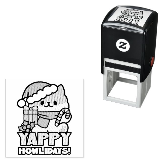 Cute Christmas Dog - Yappy Howlidays  Self-inking Stamp (In Situ)