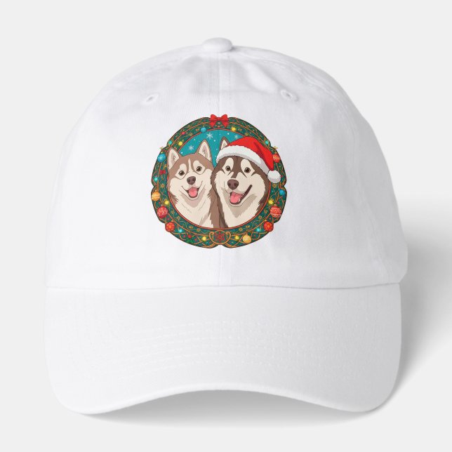 Cute Christmas Dogs Festive Christmas Circle Hat (Front)