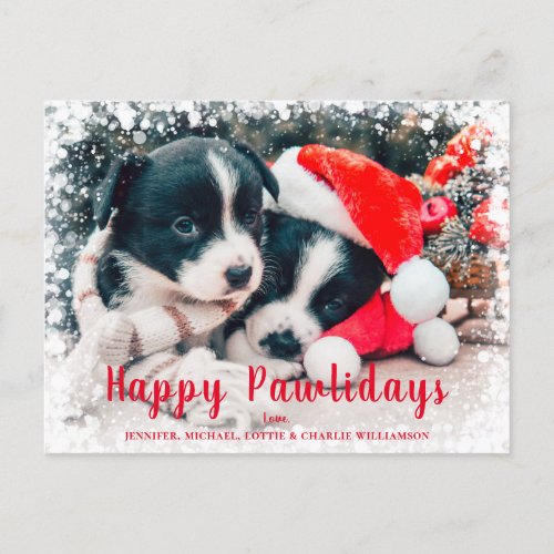 Cute Christmas Dogs Happy Pawlidays  Holiday Postcard