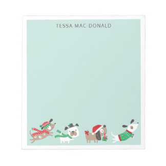 Cute christmas dogs on mint notepad