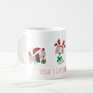 Cute christmas dogs on white coffee mug