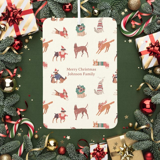 Cute Christmas Dogs Pattern Air Freshener (Creator Uploaded)