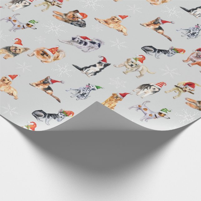 Cute Christmas Dogs Pattern Wrapping Paper (Corner)