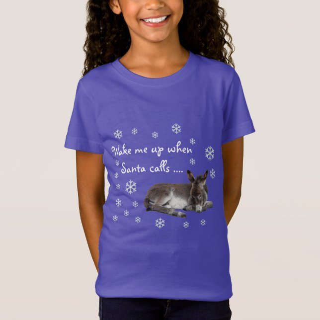 Cute Christmas Donkey with Snowflakes T-Shirt (Front)