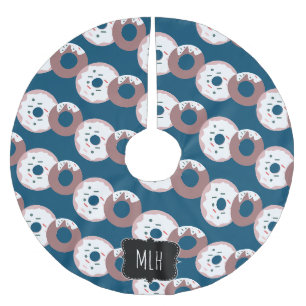 Cute Christmas Donut Sprinkles Family Initial Brushed Polyester Tree Skirt