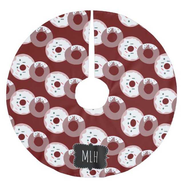 Cute Christmas Donut Sprinkles Family Initial Brushed Polyester Tree Skirt (Front)