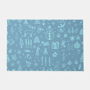 Cute Christmas Doodle Drawing Illustration   Doormat