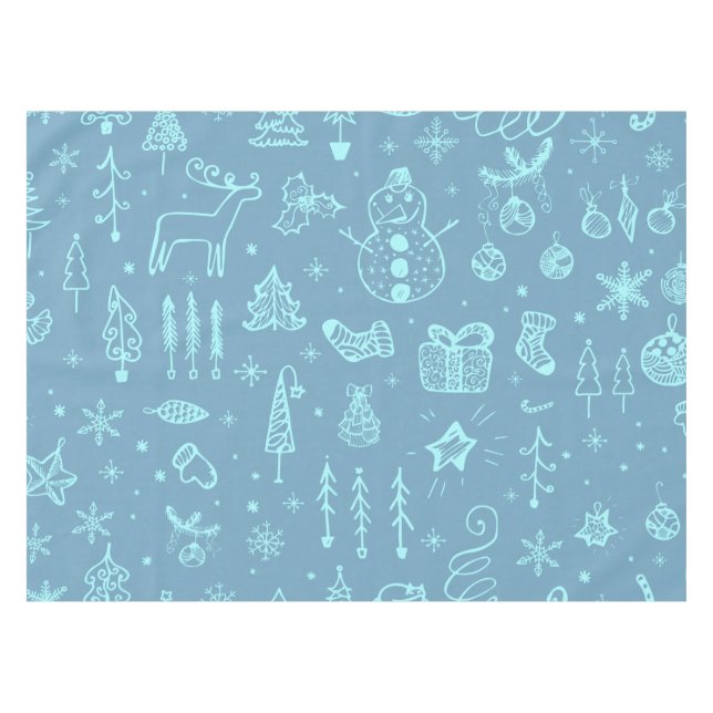 Cute Christmas Doodle Drawing Illustration | Tablecloth (Front (Horizontal))