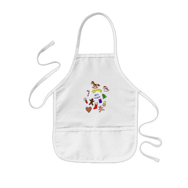 Cute christmas doodles kids' apron (Front)
