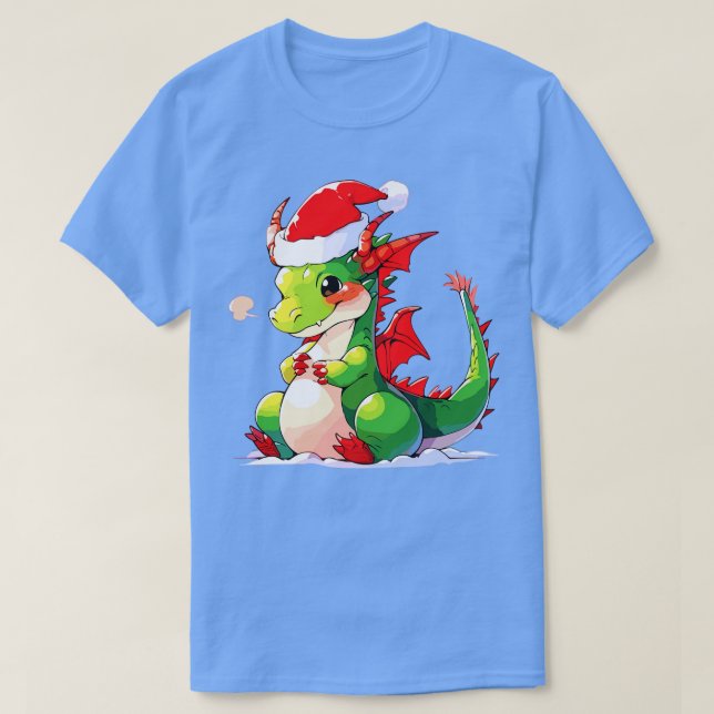 cute christmas dragon in santa hat 1 T-Shirt (Design Front)