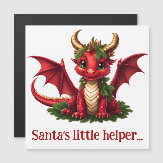 Cute Christmas Dragon Magnet (Front/Back)